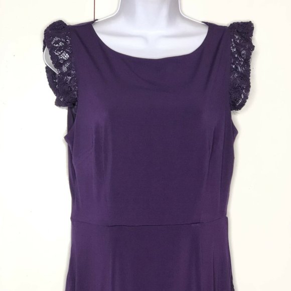 Kimi + Kai Maternity Dress Purple Lace Trim Cap - Picture 2 of 7